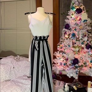 High wasted black and white jumpsuit